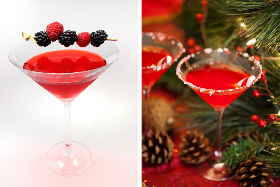 Santa’s Little Helper And Sparkling Peppermint Swirl Holiday Cocktails.