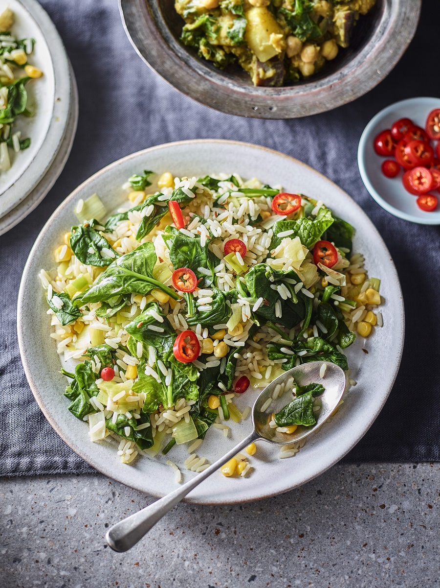 Spicy Spinach Fried Rice
