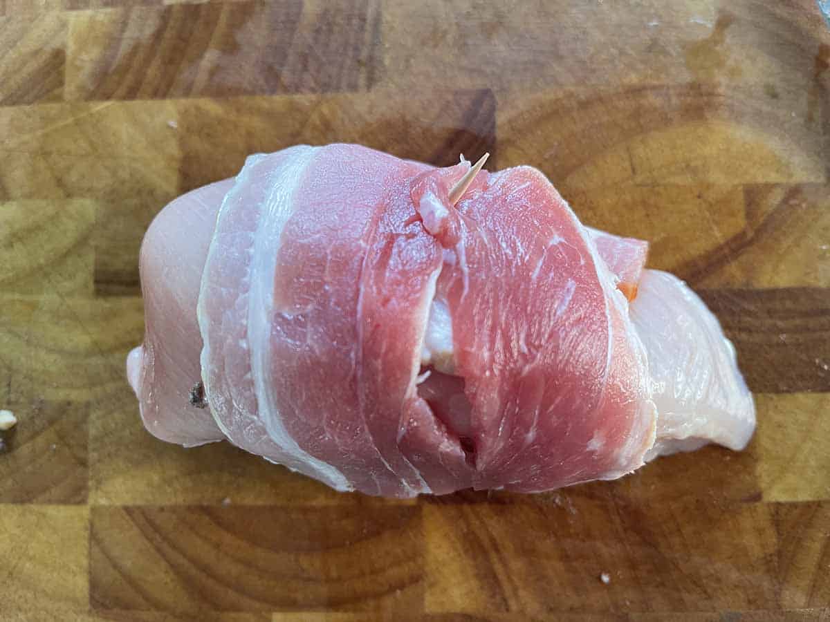 chicken wrapped in bacon.