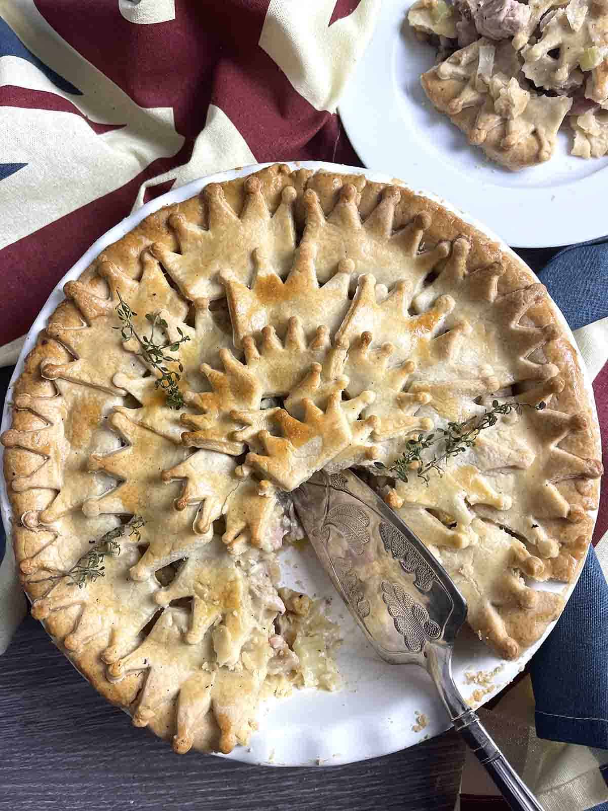 pie with portion cut out.