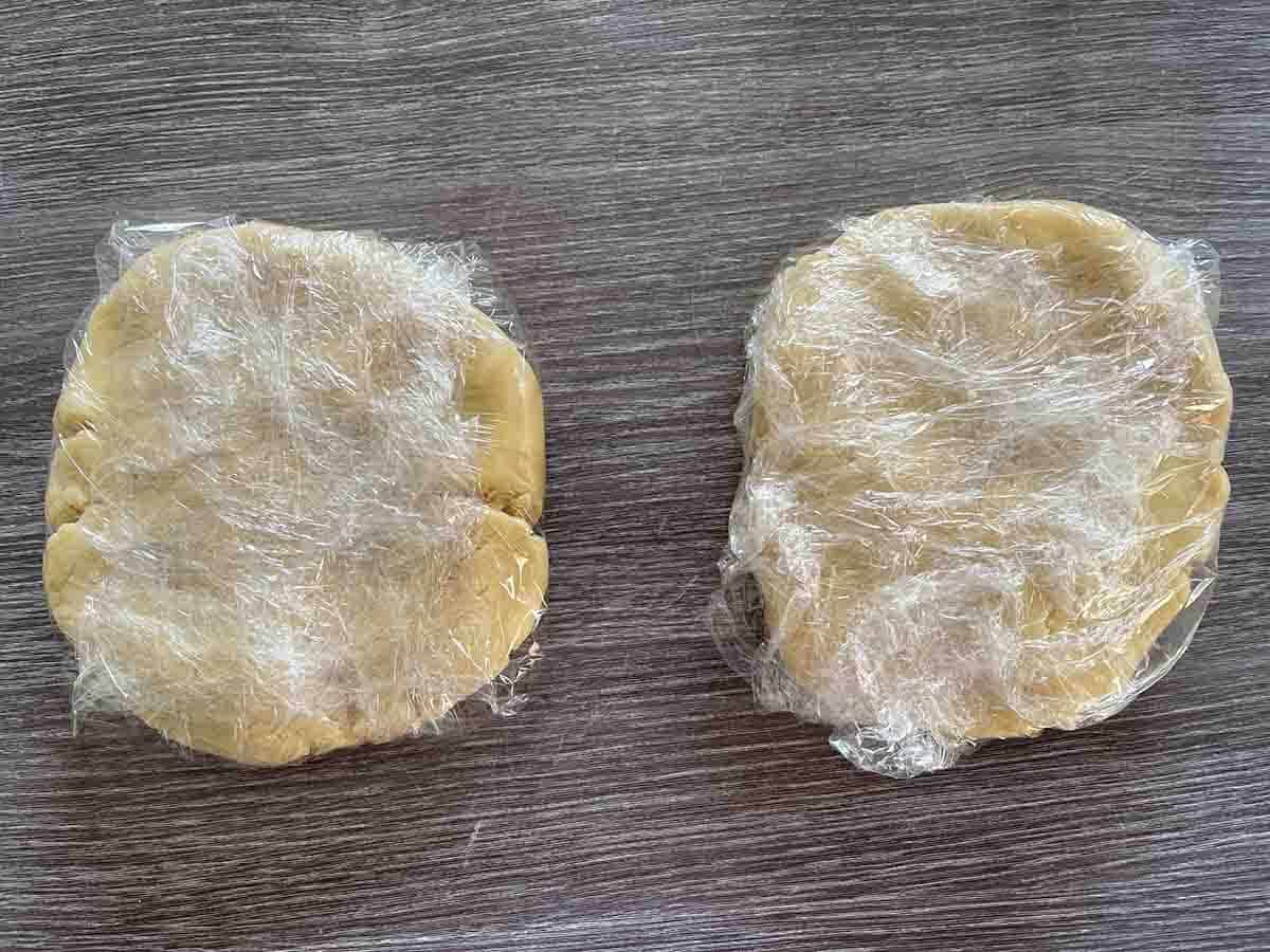 pastry in cling film.