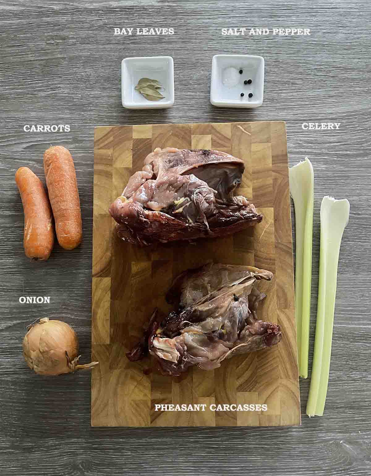 ingredients for the stock.