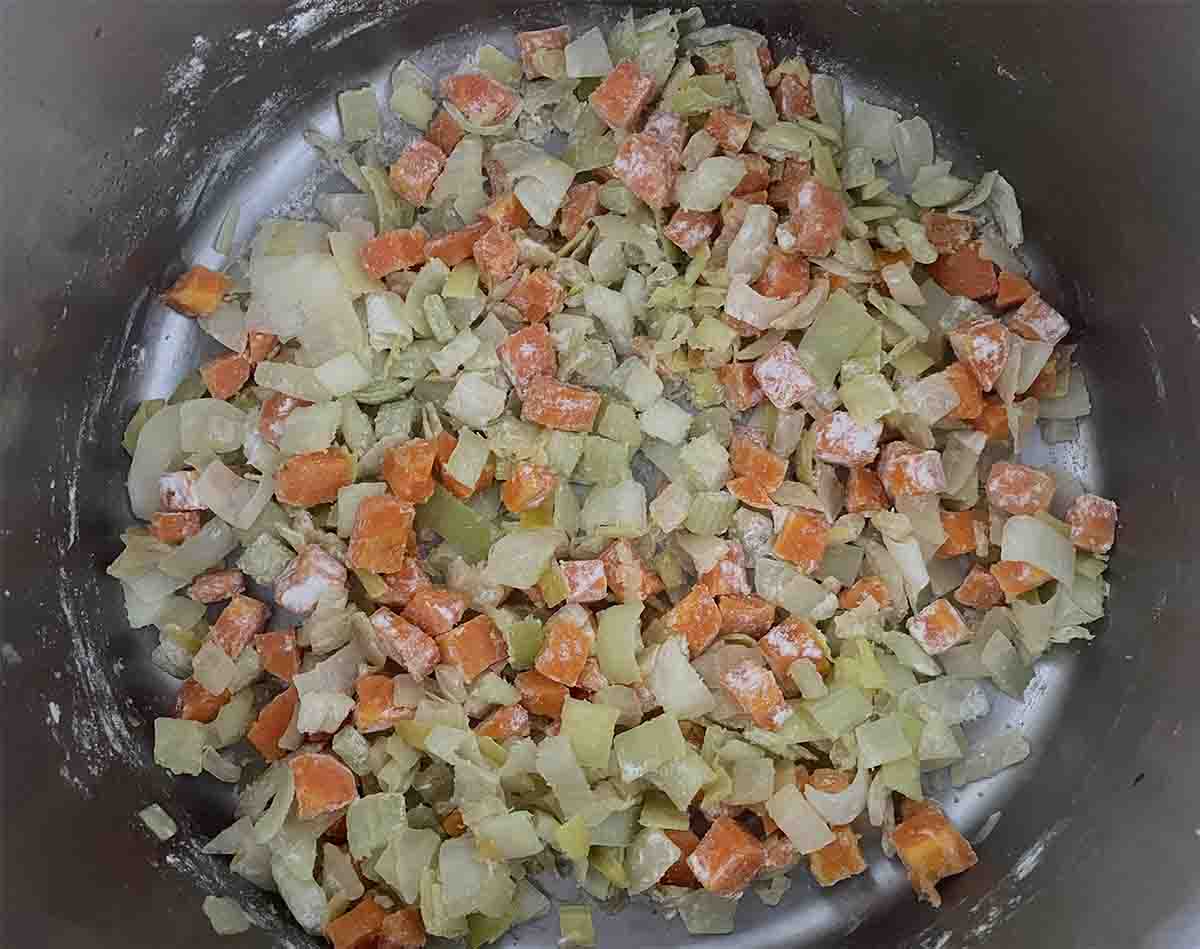 flour added to vegetables.