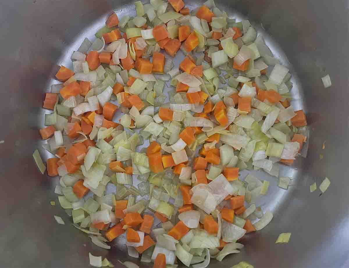 softened vegetables.