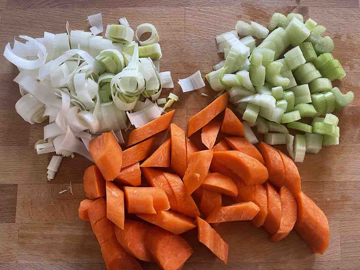 chopped vegetables.