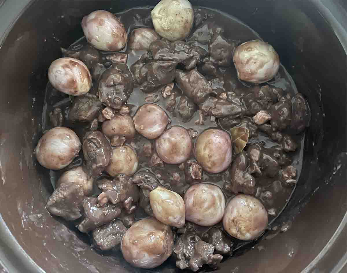venison stew in slow cooker.