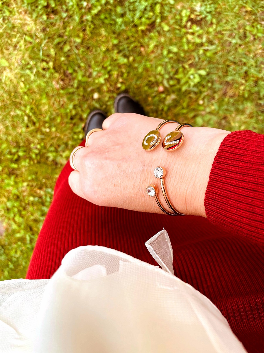 The Perfect Gift: Gold Colour Crystal Initial Bangles