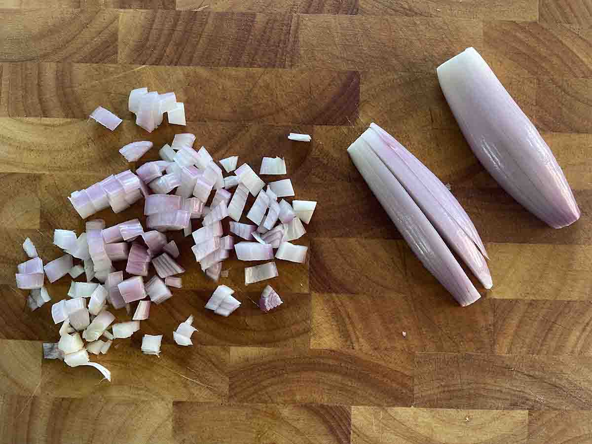 chopped shallots.