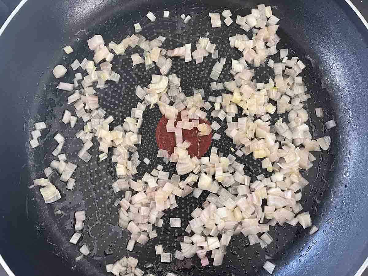 softened shallots.