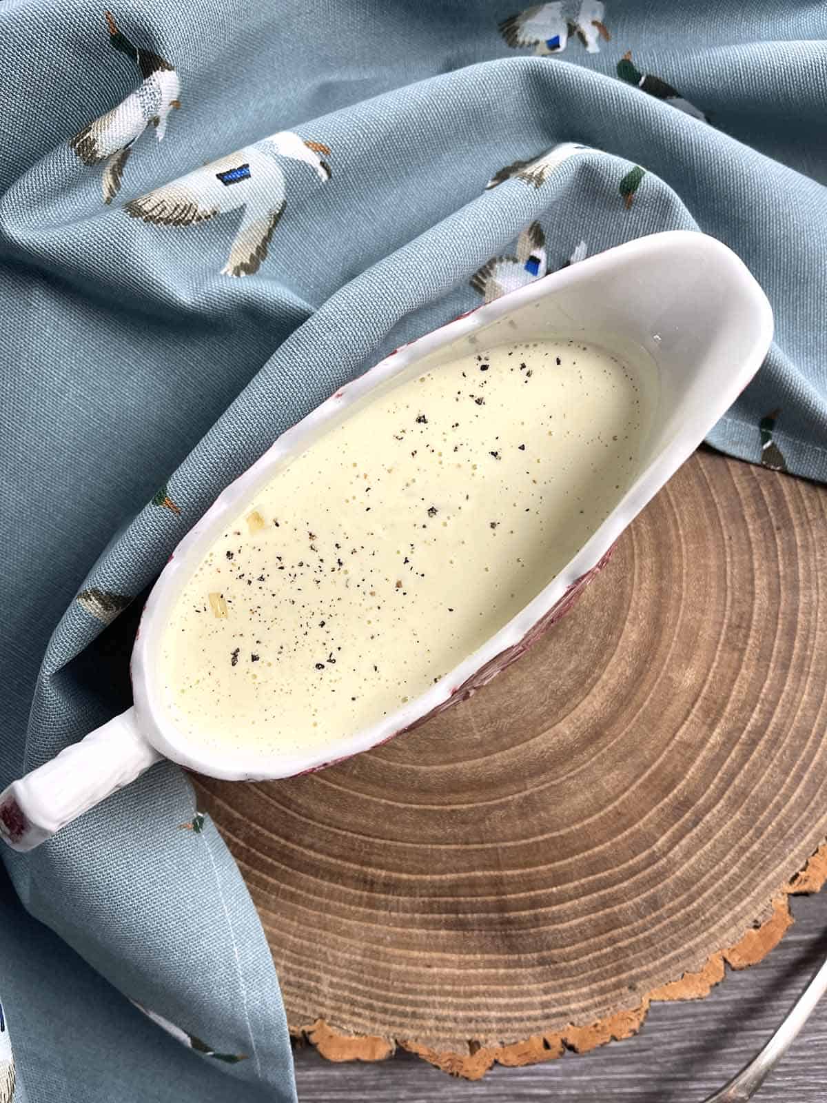 whiskey sauce for haggis in a sauce boat.
