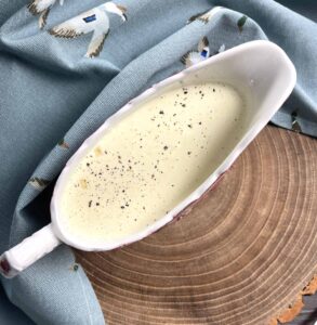 whiskey sauce for haggis in a sauce boat.