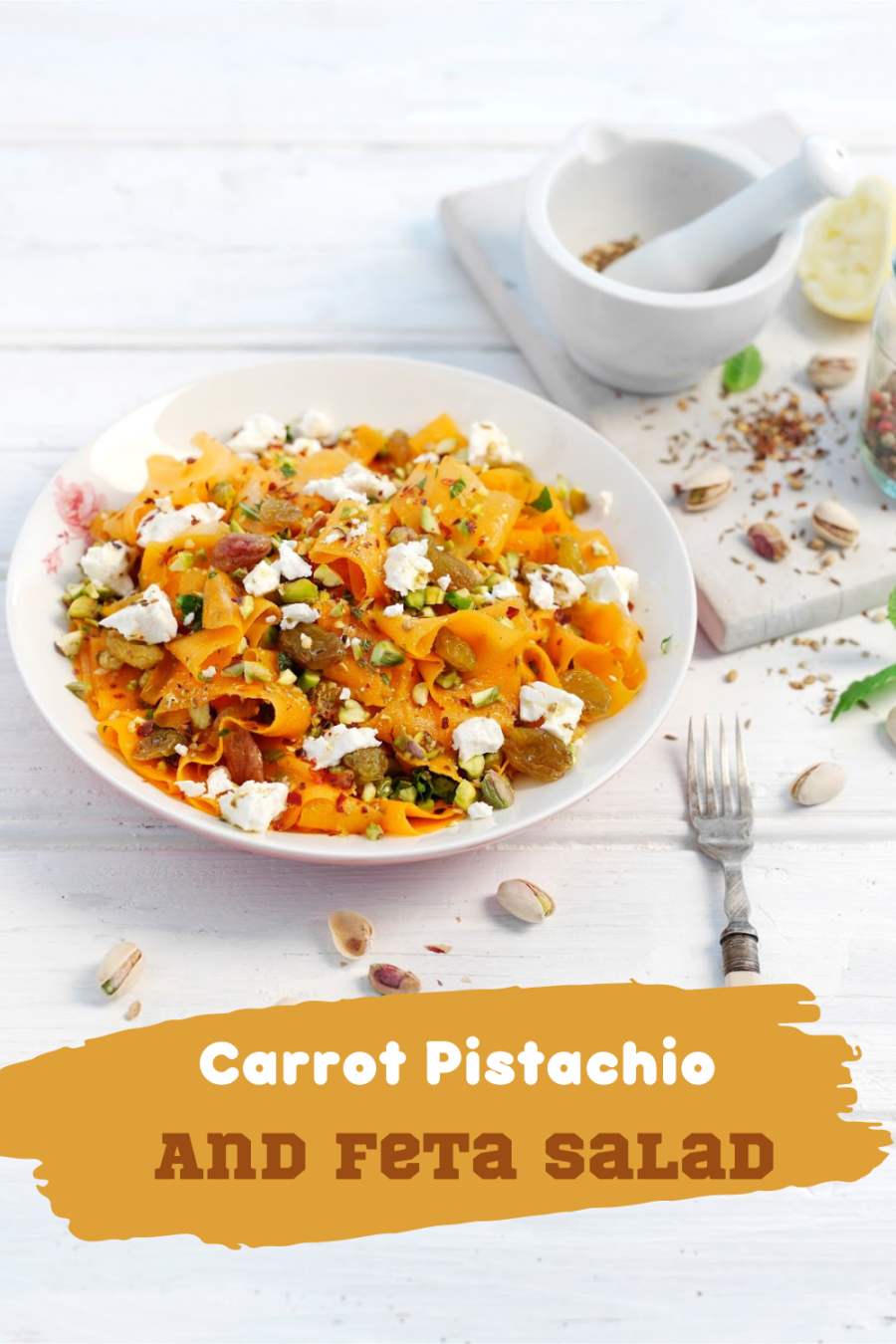 Carrot Pistachio And Feta Salad: Full Of Different Tastes. 