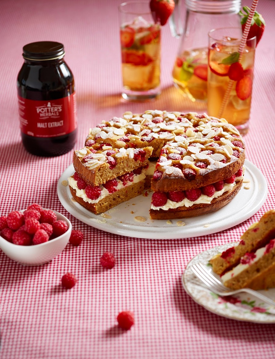 Potter’s British Raspberry, Apricot And Almond Cake.