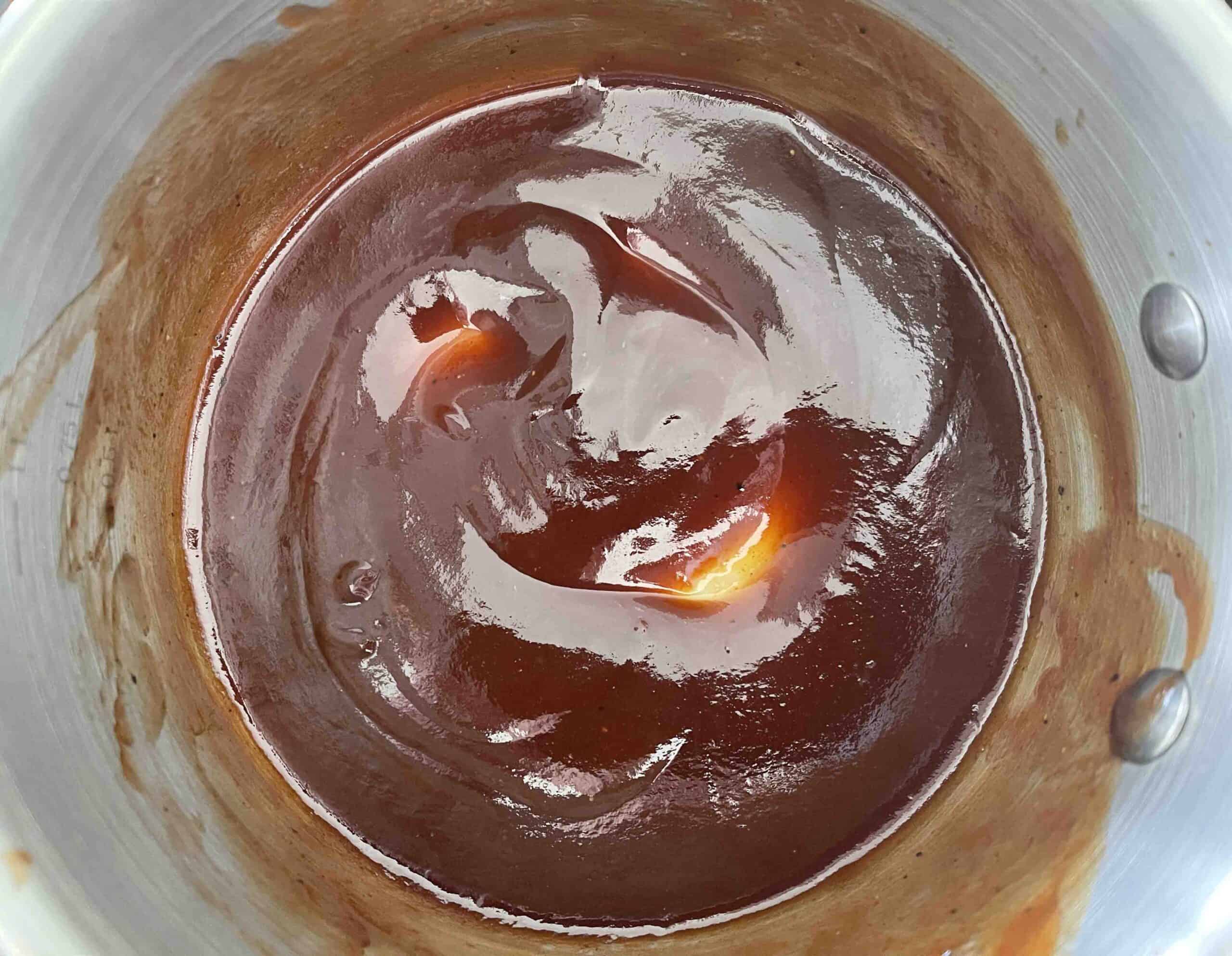 sauce in a pan.
