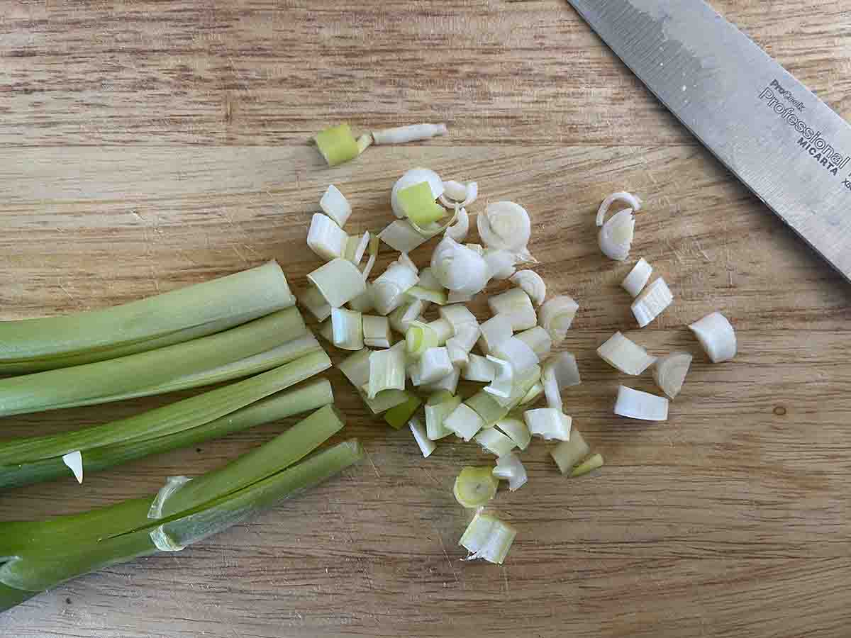 chopped spring onions.