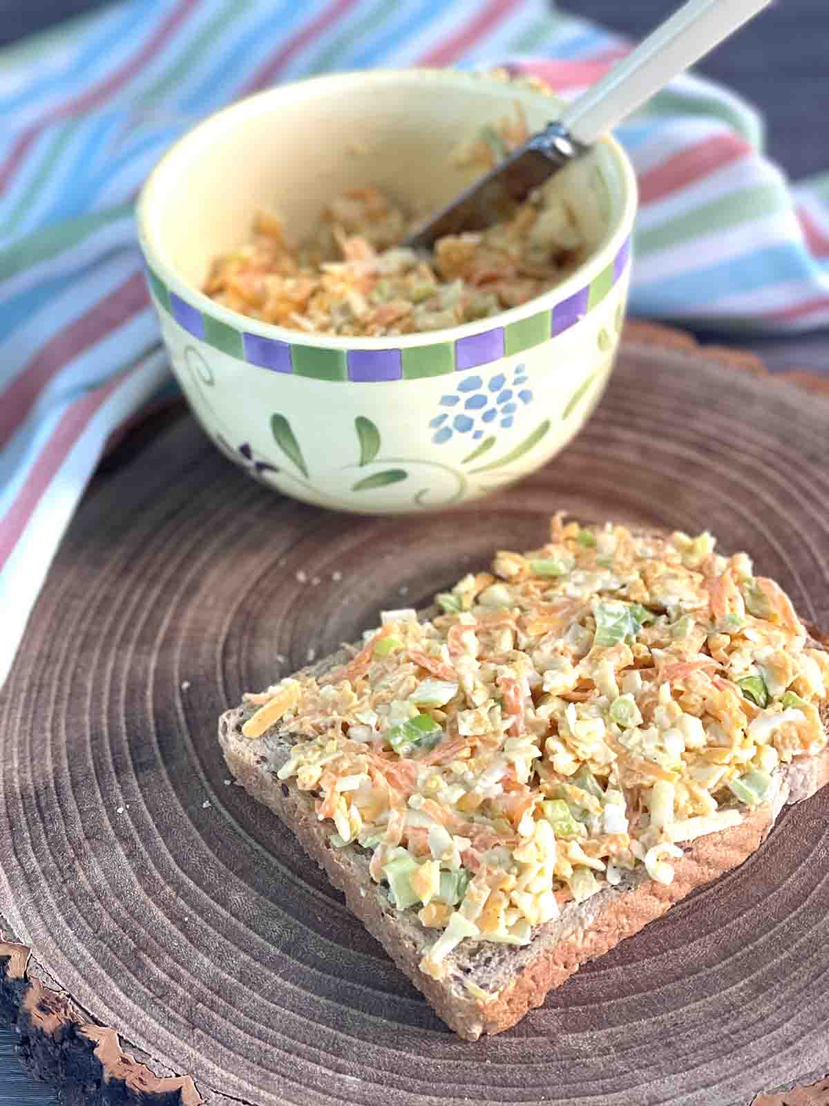 open cheese spread sandwich.