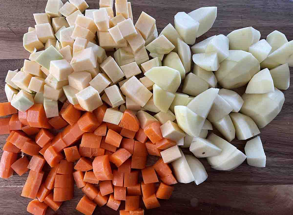 chopped vegetables.
