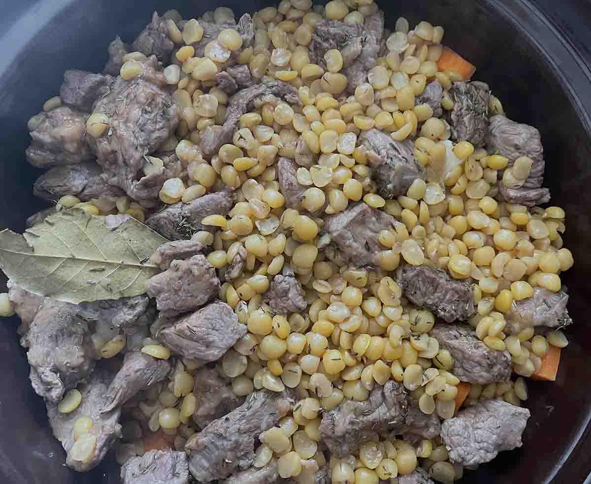 mixture in slow cooker.