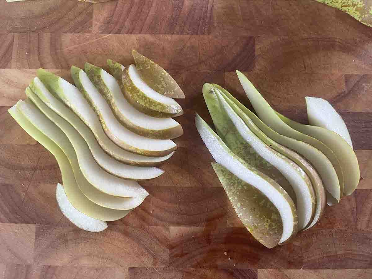 sliced pears.