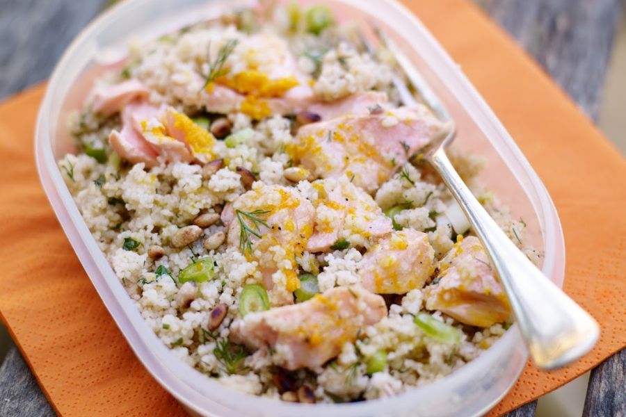 Salmon And Herby Couscous with Orange Dressing