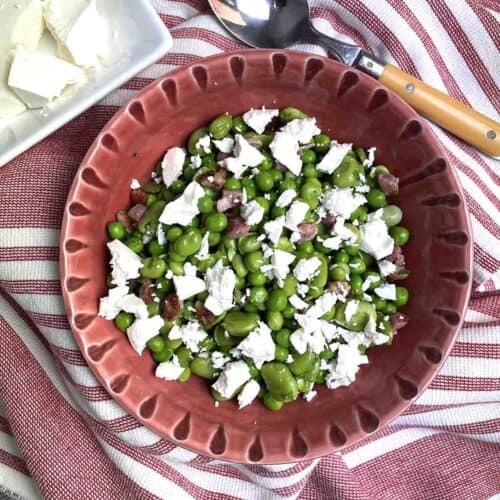 broad bean salad in a bowl.
