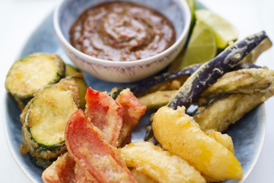 Vegetable Tempura With Sunflower Seed Dipping Sauce