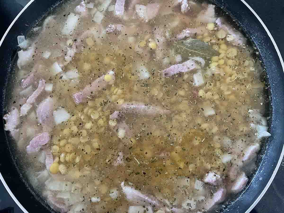 gammon with peas and stock added.