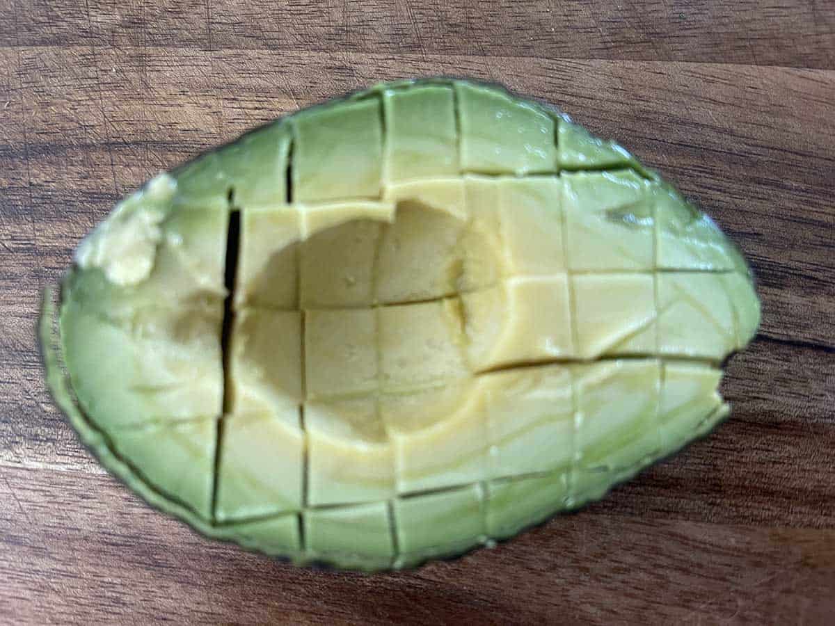 scored avocado.