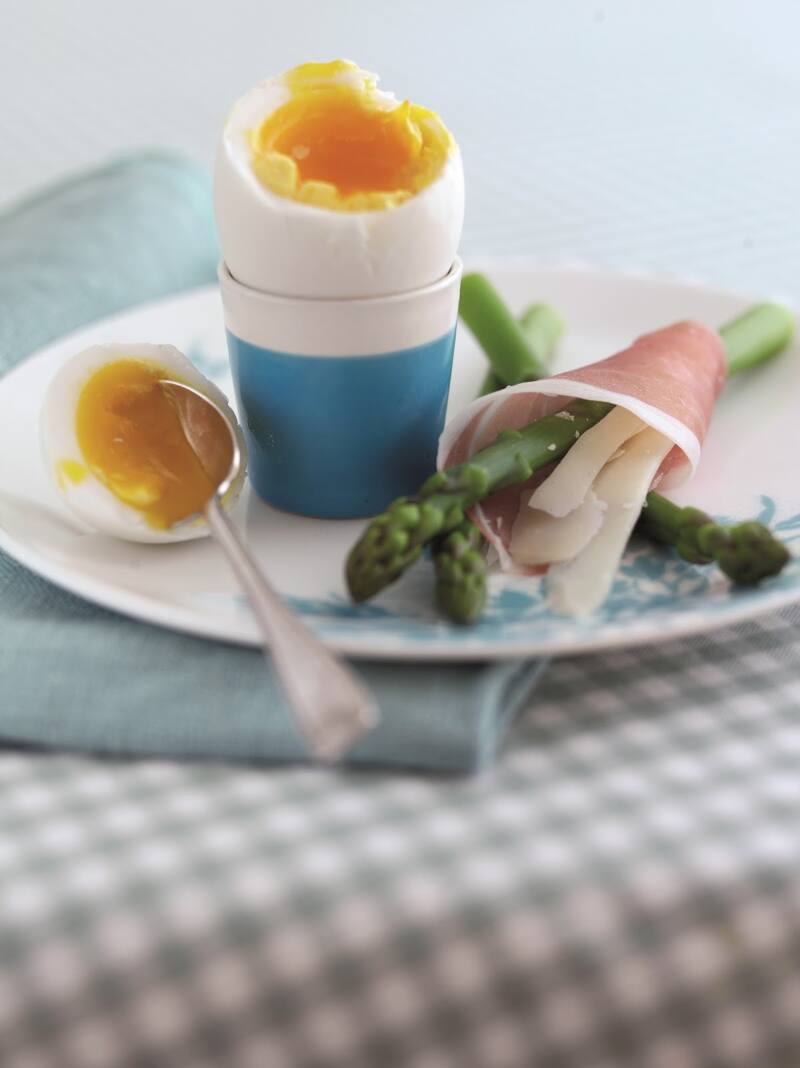 Parma Ham, Asparagus and Parmigiano Reggiano Dippers Parma Ham, Asparagus, and Parmigiano Reggiano Dippers with Soft-Boiled Duck Eggs