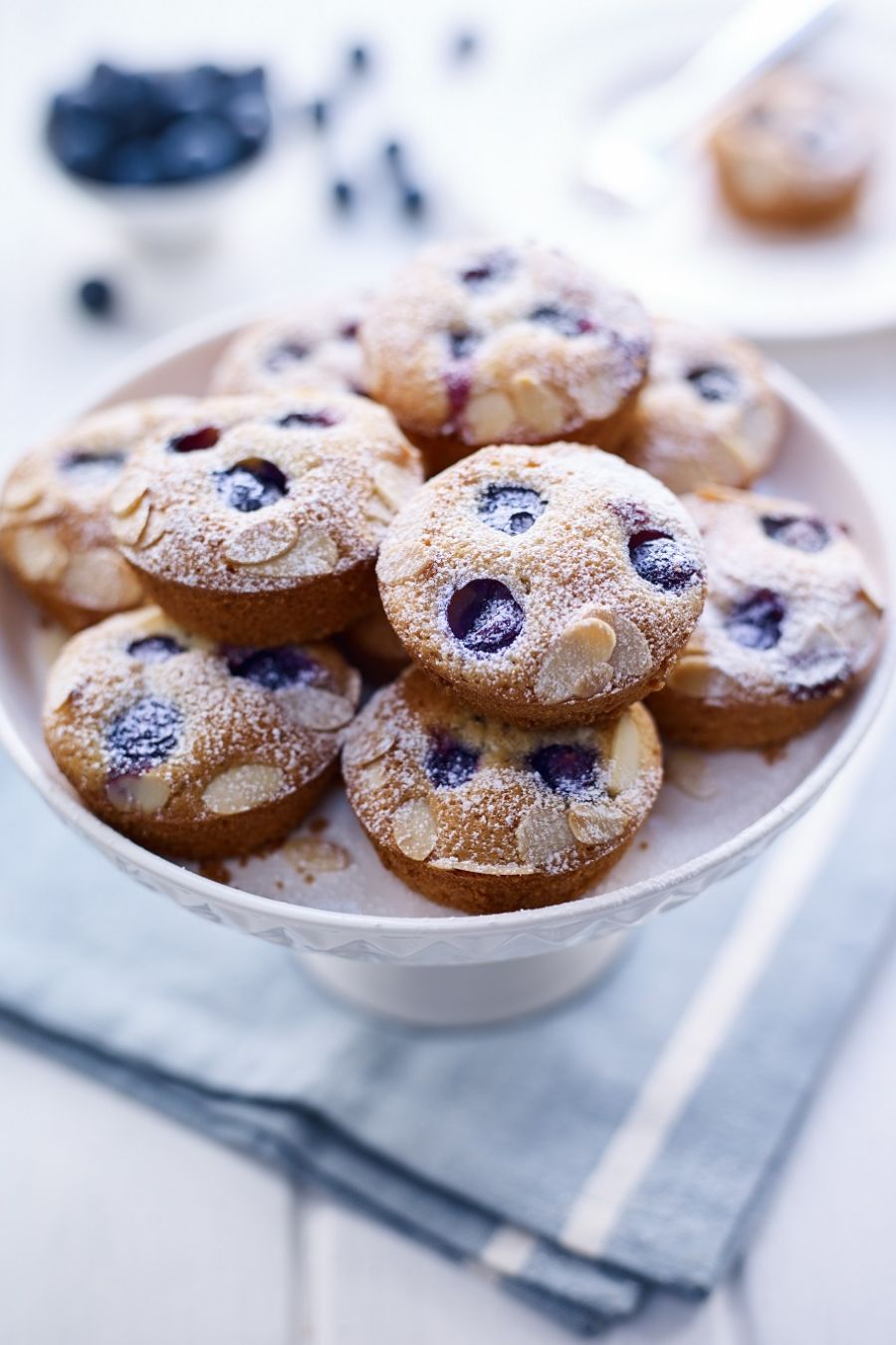 Blueberry Friands Topped With Flaked Almonds