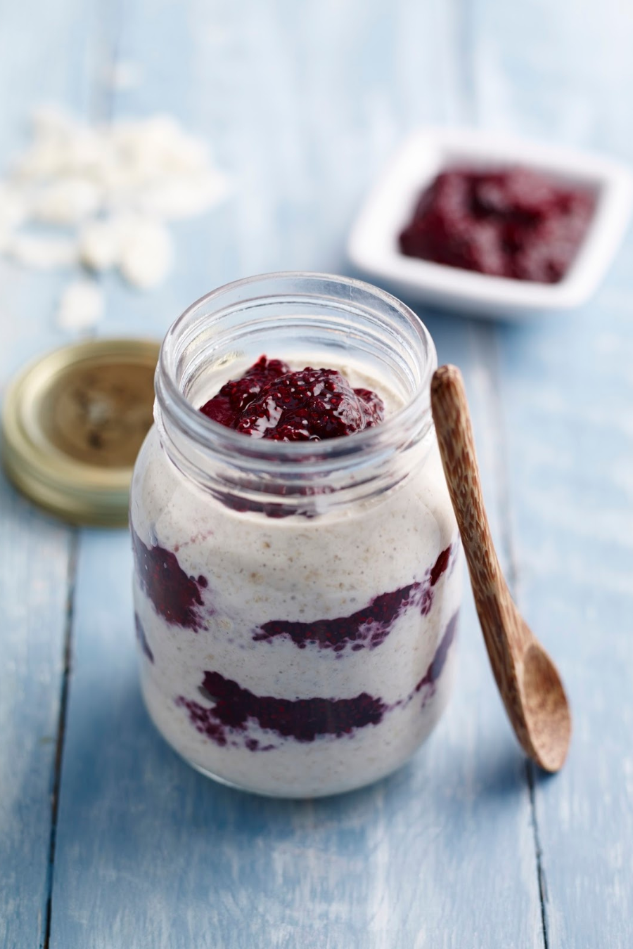 Overnight Cardamom And Coconut Oats With Chia Jam Overnight Cardamom And Coconut Oats With Chia Jam