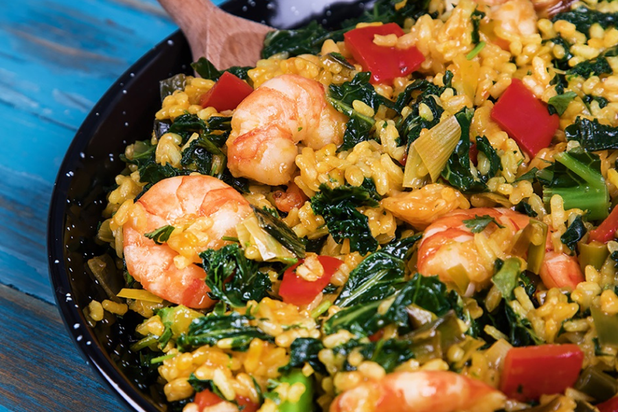 Prawn And Kale Paella Prawn And Kale Paella