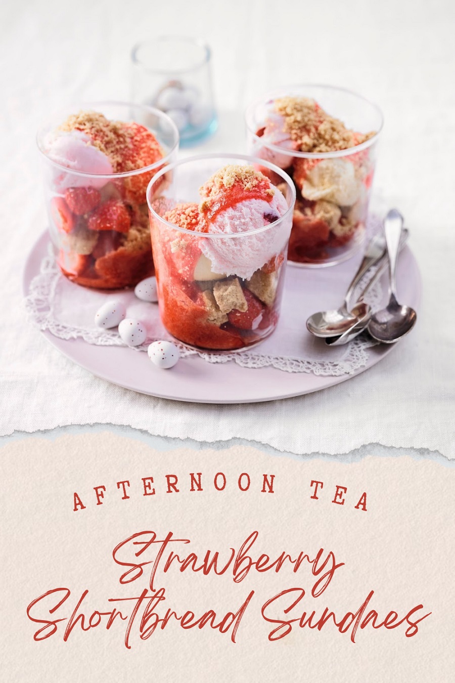 Strawberry Shortbread Sundaes