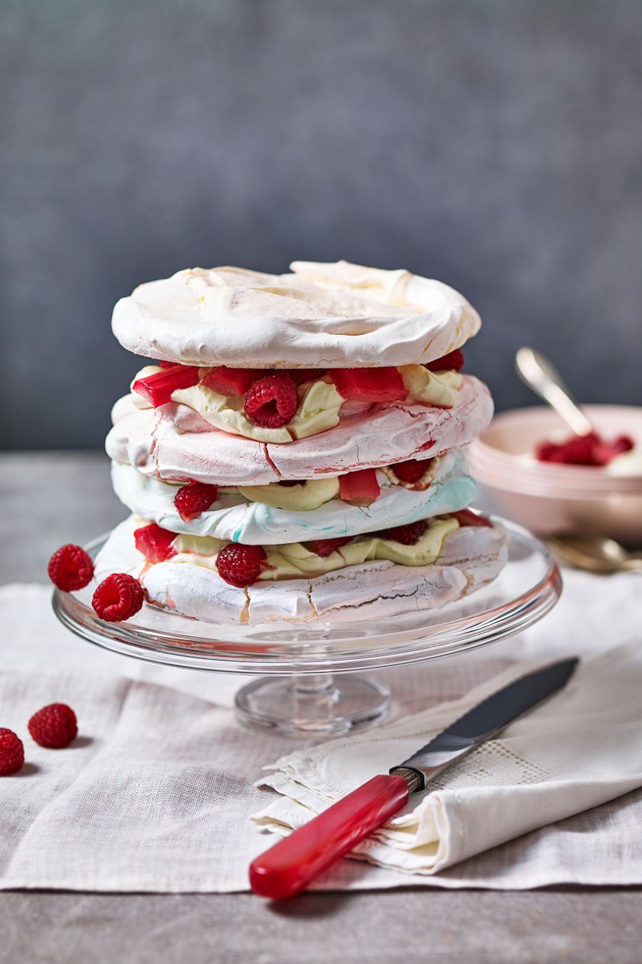 Rhubarb And Raspberry Rainbow Meringue