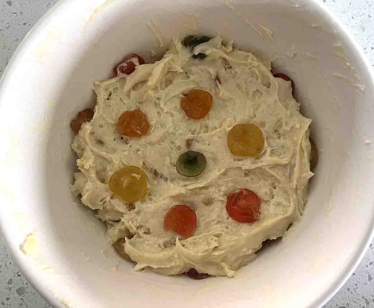 more cherries and mixture added.