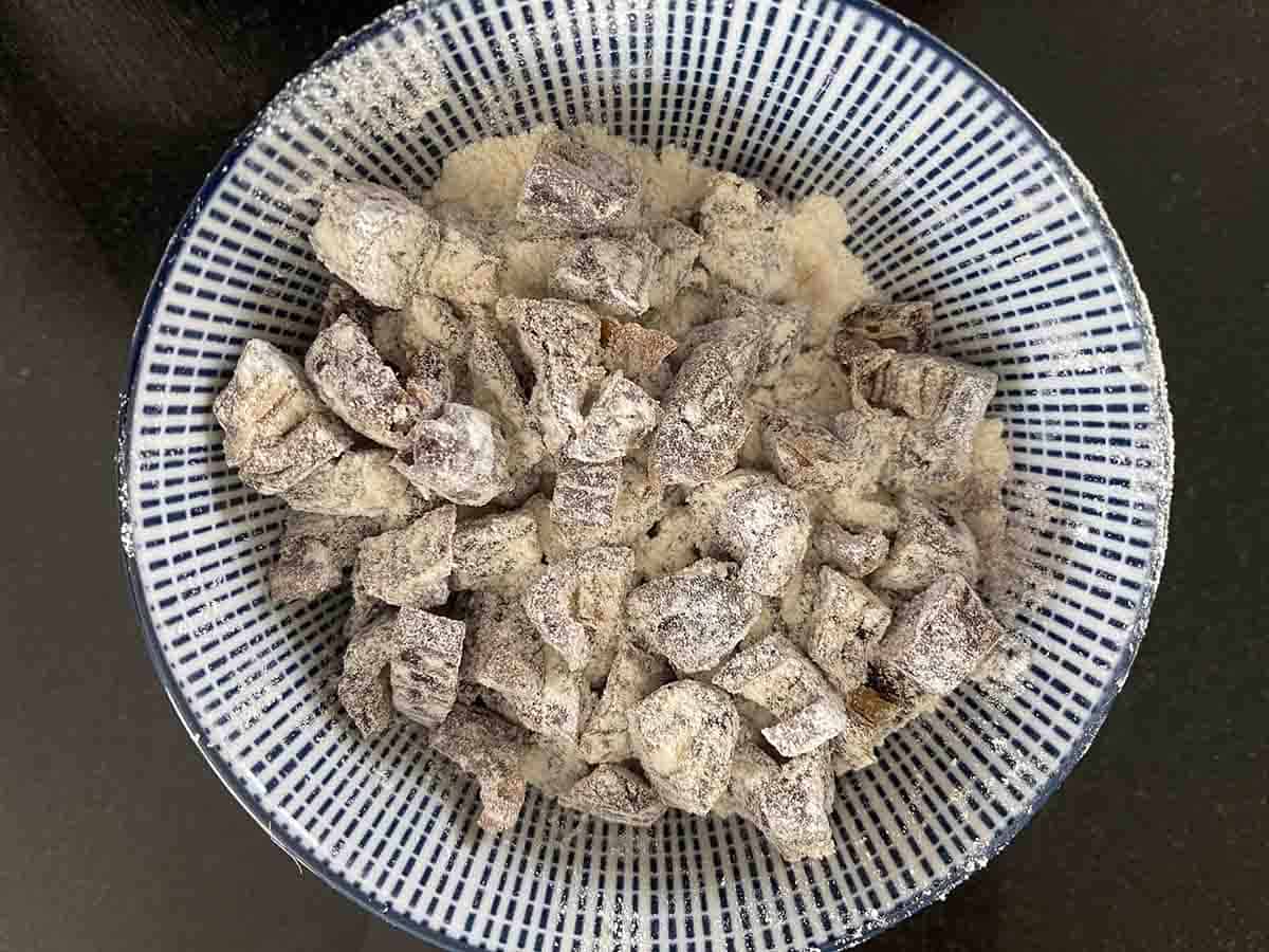 dates mixed with flour.