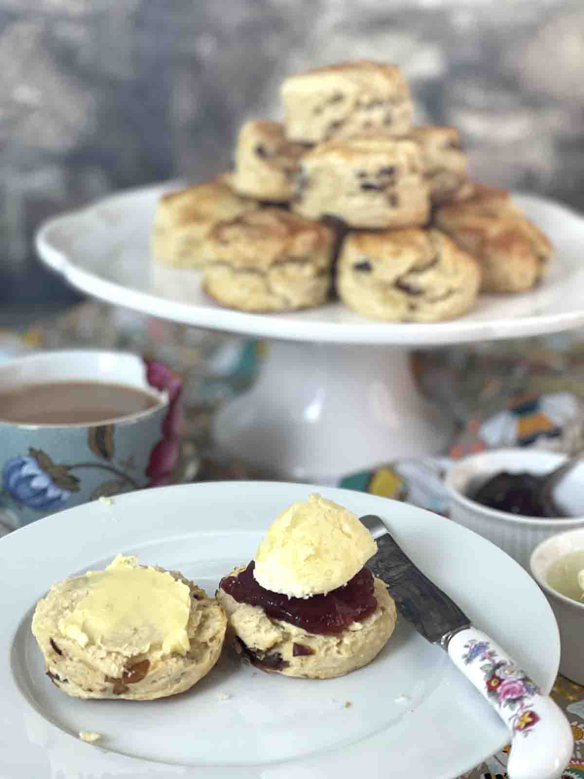 scones with cream and jam.