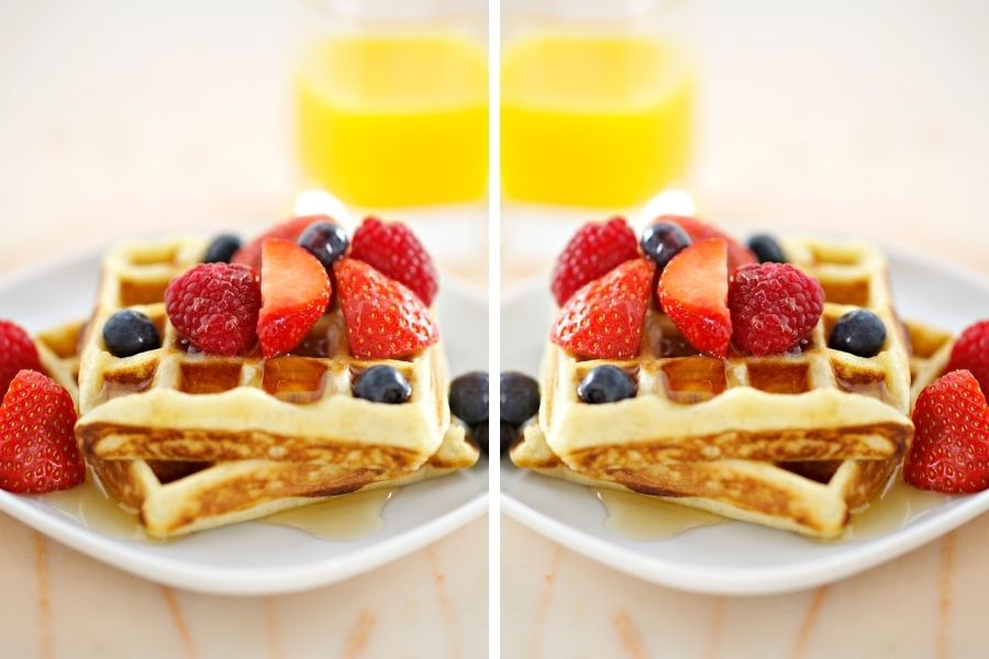 Waffles With Berries And Greek Honey Yogurt