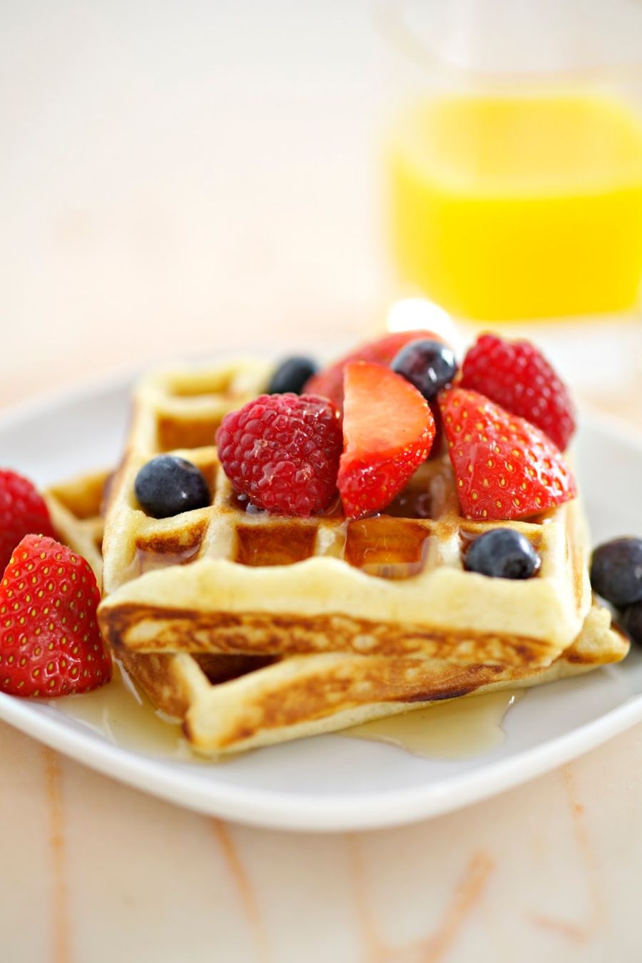 Waffles With Berries And Greek Honey Yogurt