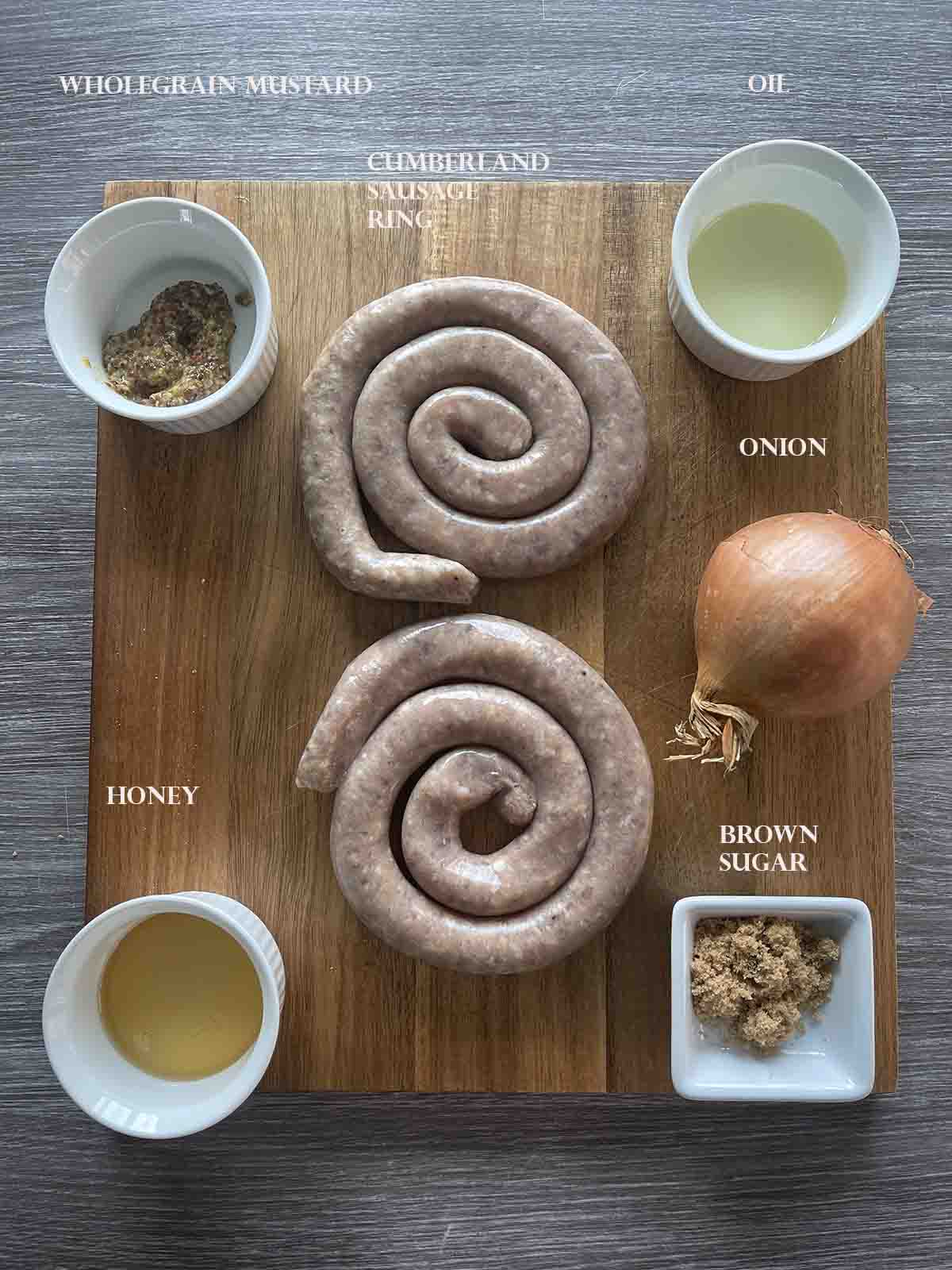 ingredients including cumbrian curls and onions.