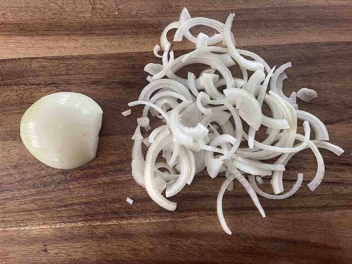 sliced onions.