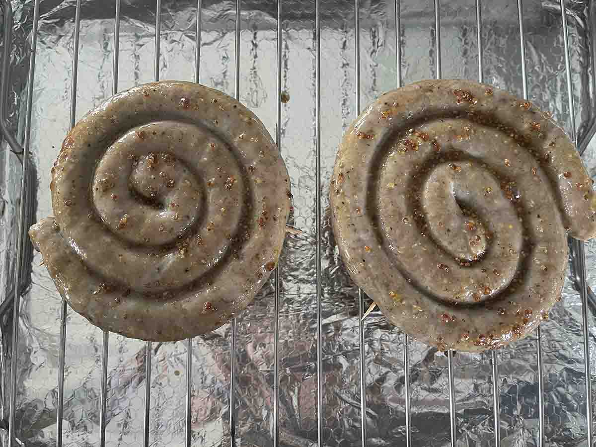 glazed with honey and mustard sausages.