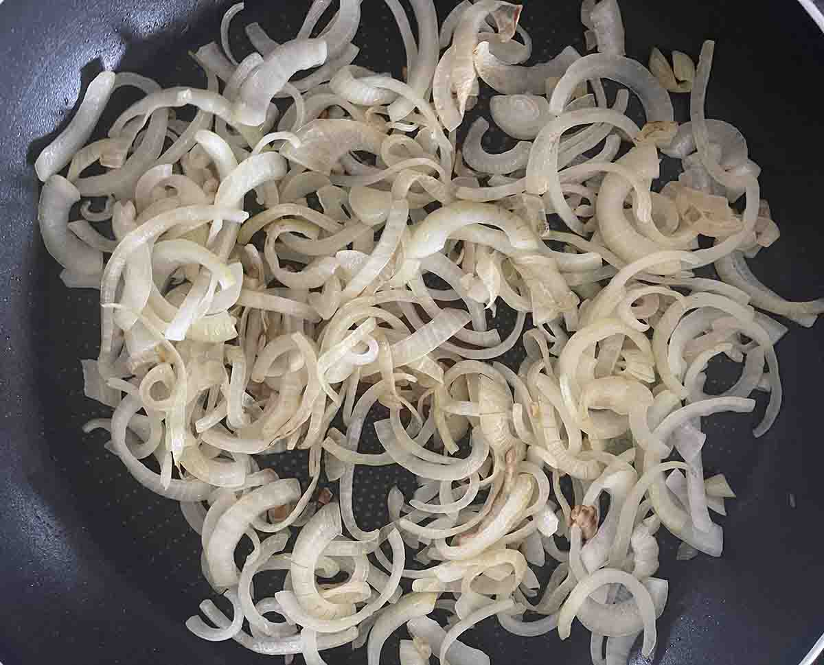 part cooked onions.