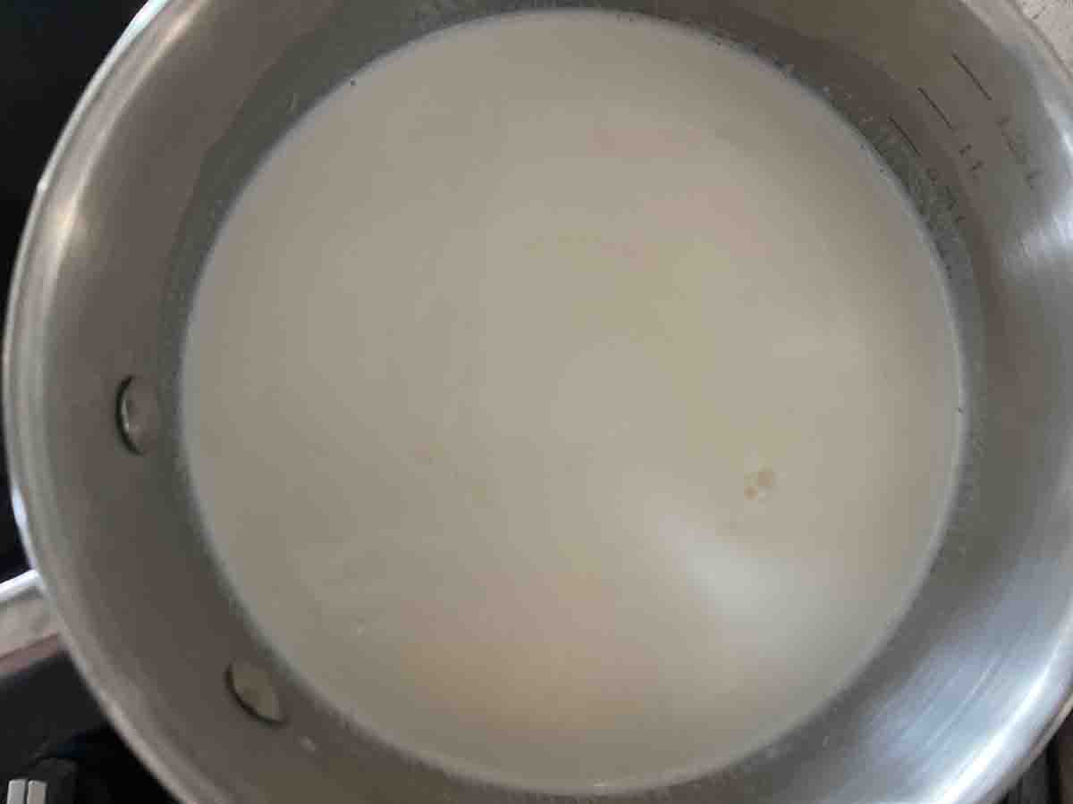 milk in a saucepan.