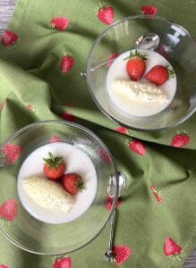 Devonshire junket in glass bowls.