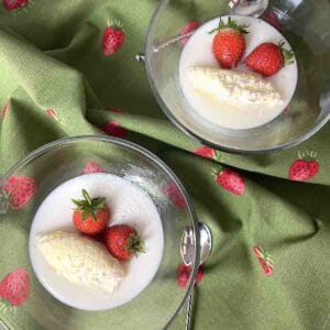Devonshire junket in glass bowls.