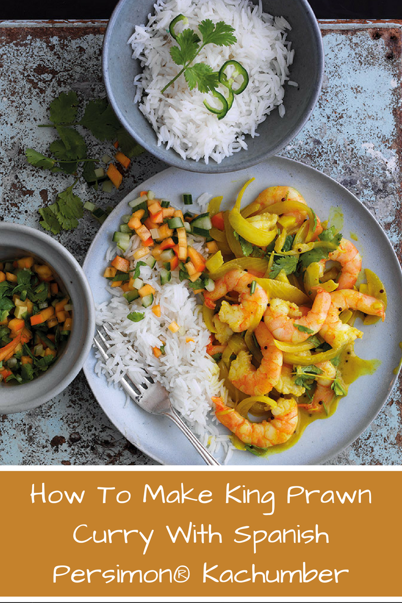 King Prawn Curry With Spanish Persimon Kachumber Persimon Kachumber