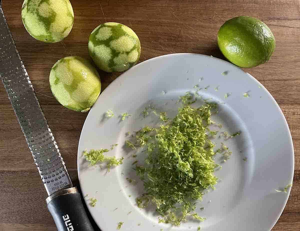 lime zest on a plate.