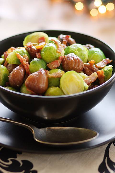 Brussels Sprouts with Bacon & Chestnuts