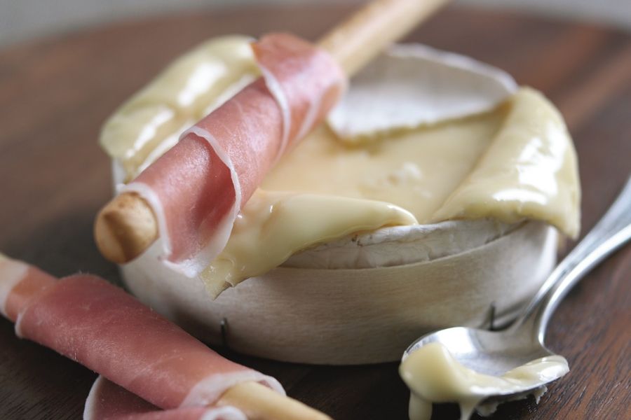 Camembert Fondue With Parma Ham-Wrapped Grissini Dippers